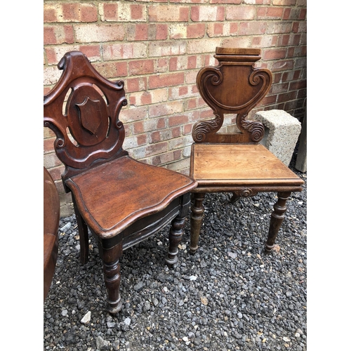 45 - Two mahogany  hall chairs