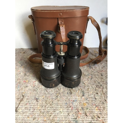 458 - Pr leather bound binoculars together with a leather case