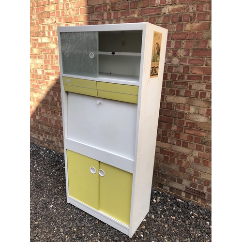 51 - A vintage white painted kitchen cabinet 80x40x180