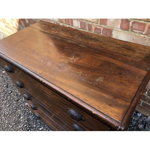 55 - A Mahogany chest of five drawers with cup handles 82x44x82