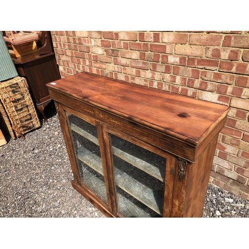 6 - A Victorian mahogany two door pier cabinet with inlaid front and brass mounts 108x101x32