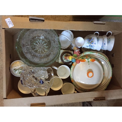 674 - Box china and glassware, inc Edinburgh crystal tankard and cut glass bowl