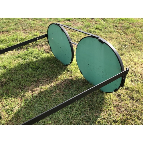 1 - A pair of ironwork oversize spectacles, hand made from iron with mirror lenses. Garden ornament. 140... 