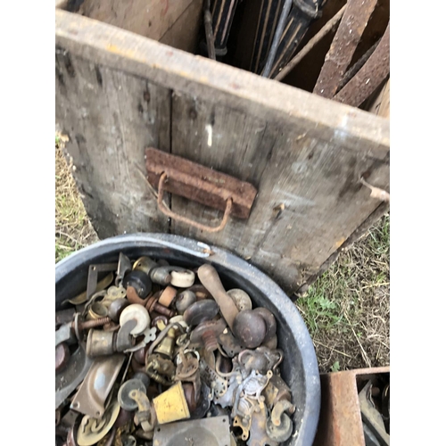 17 - Mixed lot of antique furniture fixtures, including handles, castors, window stays etc