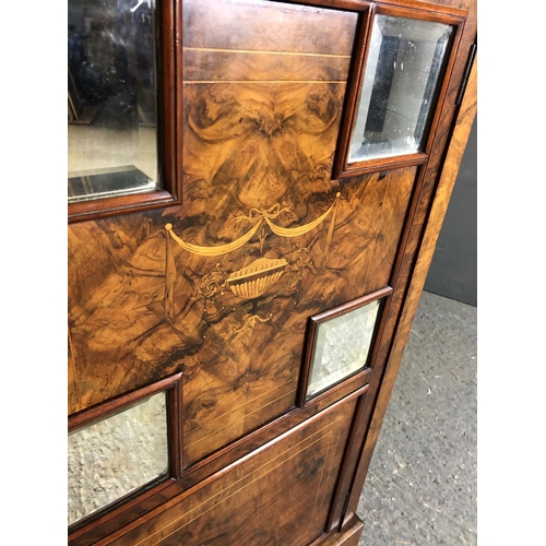 41 - A walnut mirror back side cabinet inlay and mirror panels