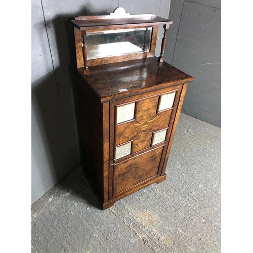 41 - A walnut mirror back side cabinet inlay and mirror panels