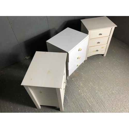 52 - A pair of white pine bedsides and one other