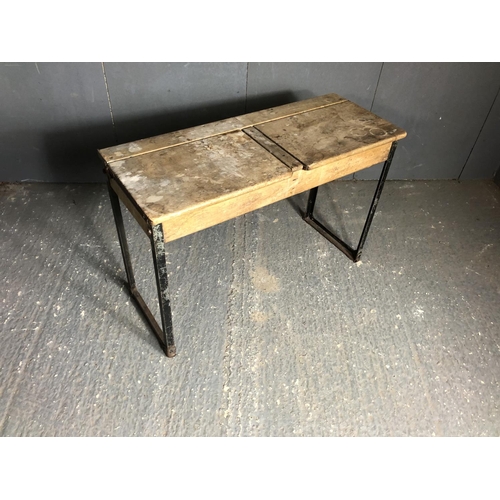 63 - A double school desk with lift up tops