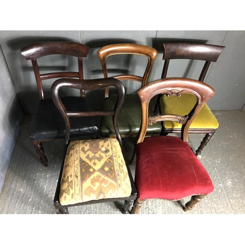 71 - Five assorted mahogany dining chairs