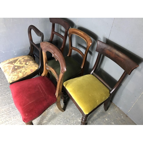 71 - Five assorted mahogany dining chairs