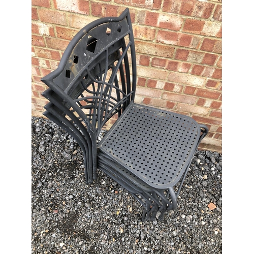 88 - A set of four metal stacking garden chairs