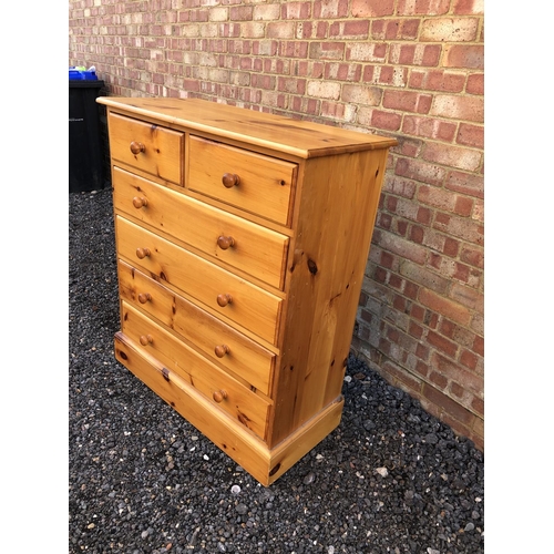 91 - A solid pine chest of six drawers 94x42x110