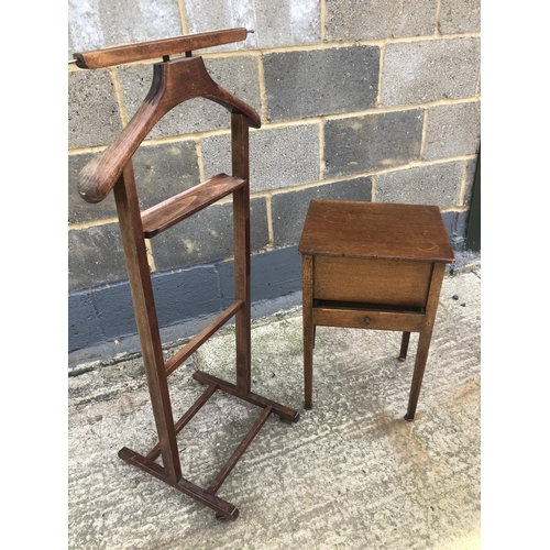 121 - Valet stand and oak sewing box