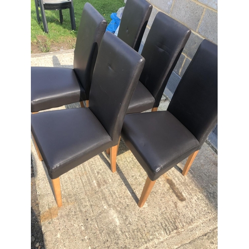 127 - A set of five leather effect modern dining chairs