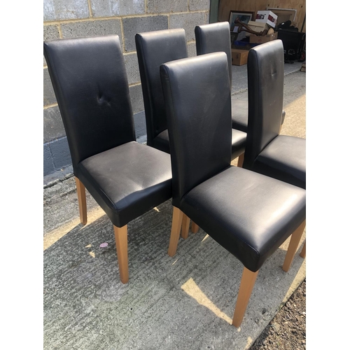 127 - A set of five leather effect modern dining chairs