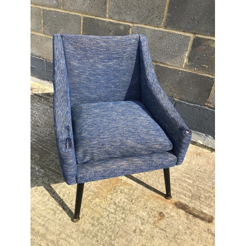 132 - A mid century blue upholstered bedroom chair by Minty