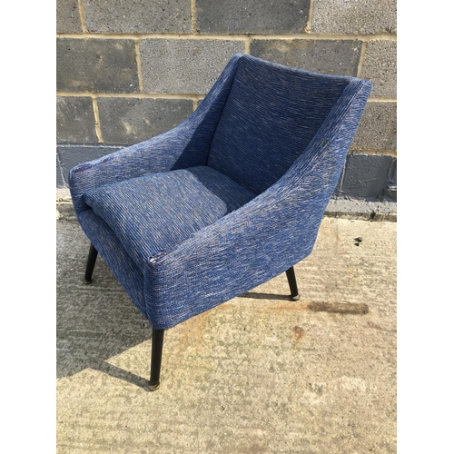 132 - A mid century blue upholstered bedroom chair by Minty