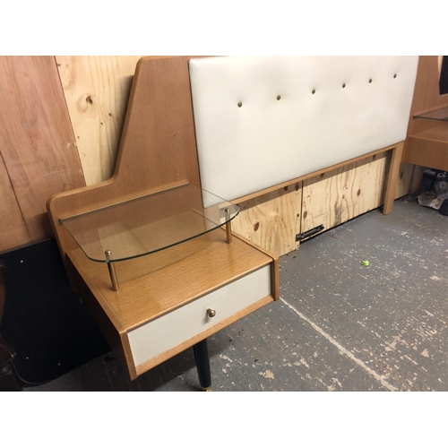 143 - A g Plan light oak bedside and headboard combination unit