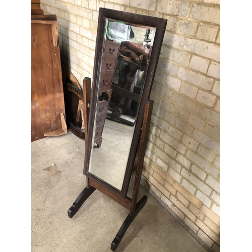 152 - Oak framed Cheval mirror