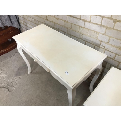 165 - A French style white writing table together with a side table