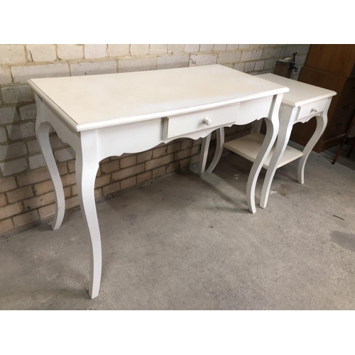 165 - A French style white writing table together with a side table