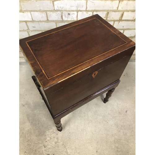 173 - A Victorian mahogany wine cooler with satinwood inlay