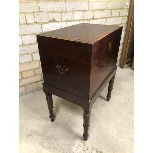 173 - A Victorian mahogany wine cooler with satinwood inlay