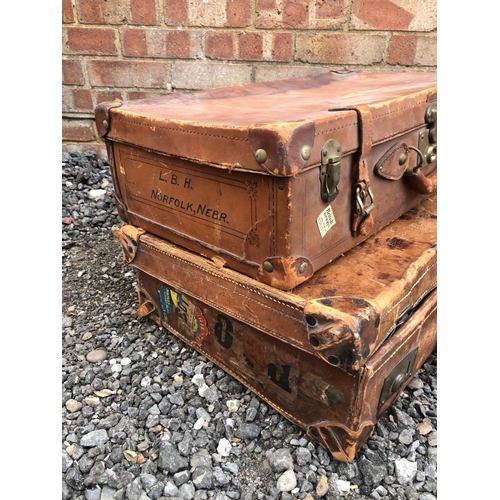 183 - Two vi guage leather cases