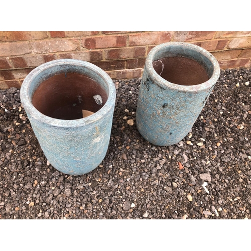 192 - A pair of light blue lave patterned planters