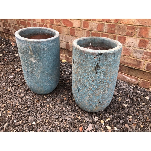 192 - A pair of light blue lave patterned planters