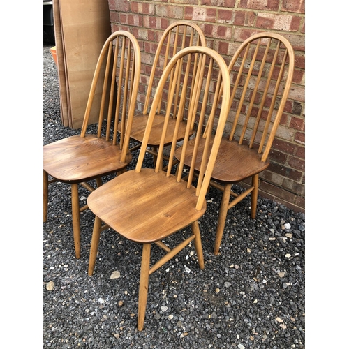 205 - A set of four Elm stick back chairs by priory furniture