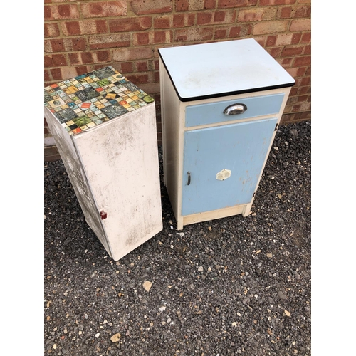 208 - Two vintage painted kitchen cupboards