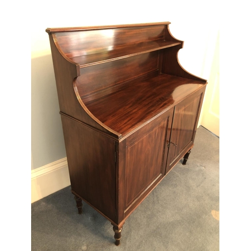 244 - An Edwardian buffet sideboard, gallery back with a singl shelf over a two door cupboard 110x44x120