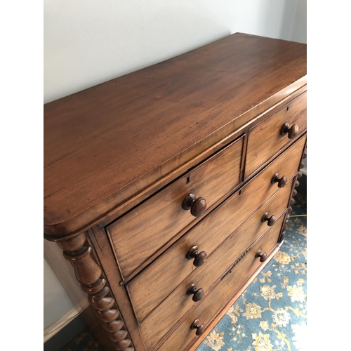 256 - A Victorian Mahogany chest of five drawers 110x46x120