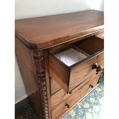 256 - A Victorian Mahogany chest of five drawers 110x46x120