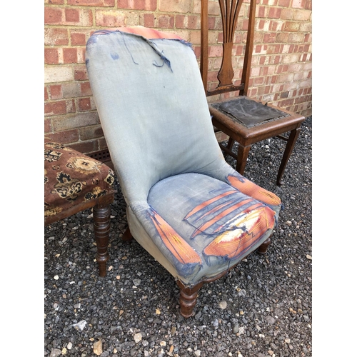 27 - Two Edwardian chairs together with a Victorian bedroom chair