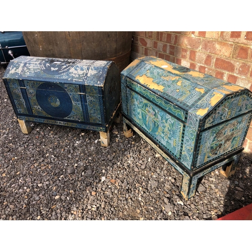 276 - A pair of oriental style blue patterned chests