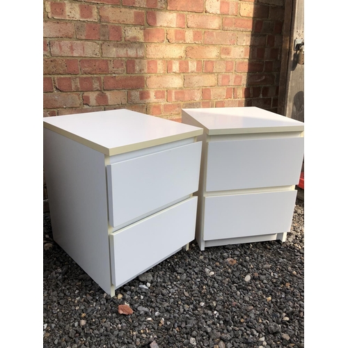 286 - A pair of modern white Ikea two drawer bedsides