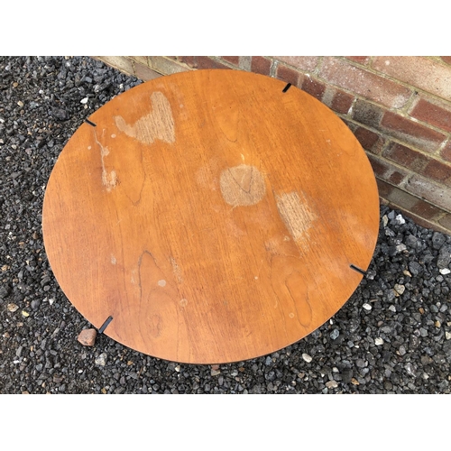 297 - A mid century teak coffee table with metal base