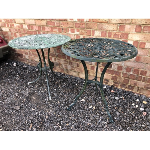 301 - Two aluminium garden tables painted green