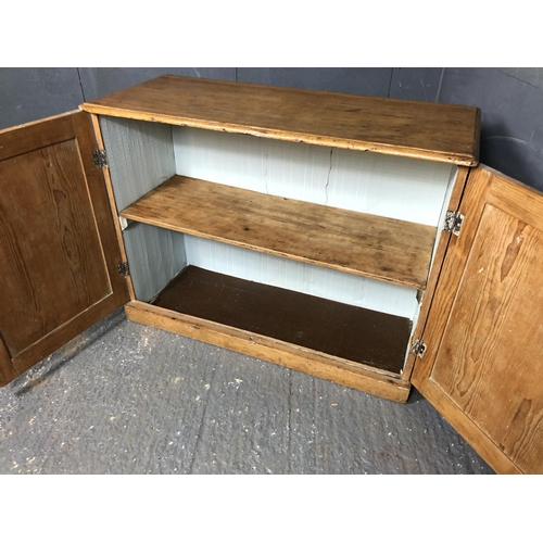 330 - A country pine two door larder cupboard with a single shelf 100x40x77