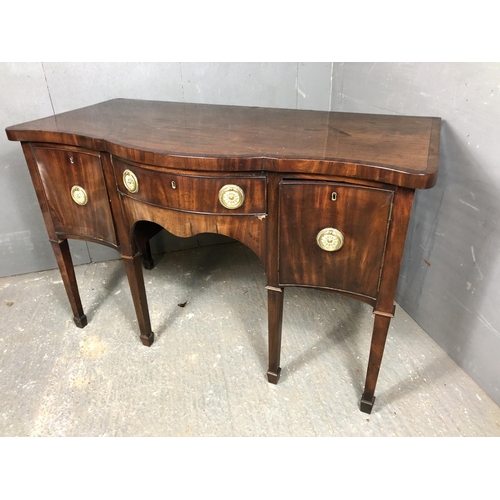 331 - A Georgian Mahogany six leg serpentine sideboard 138x68x89