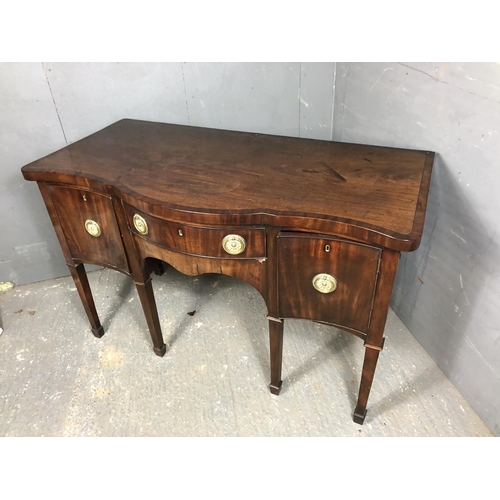 331 - A Georgian Mahogany six leg serpentine sideboard 138x68x89