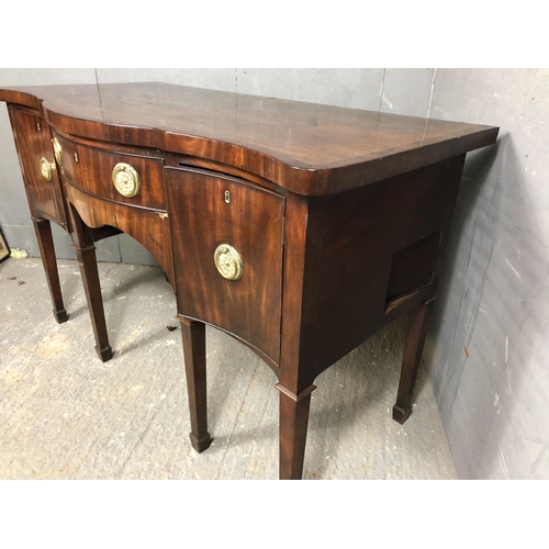 331 - A Georgian Mahogany six leg serpentine sideboard 138x68x89