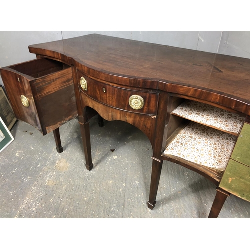 331 - A Georgian Mahogany six leg serpentine sideboard 138x68x89