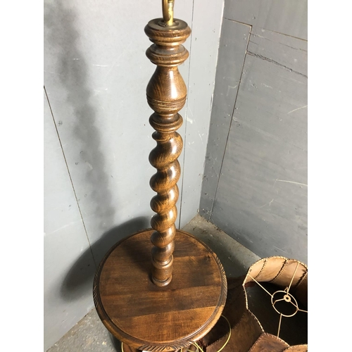 341 - A barley Twist standard lamp tabke with brown leather shade