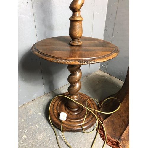 341 - A barley Twist standard lamp tabke with brown leather shade