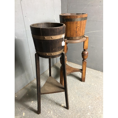 342 - Two copper bound plant stands