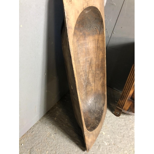 345 - An oak wall hanging corner shelf together with a wooden bowl