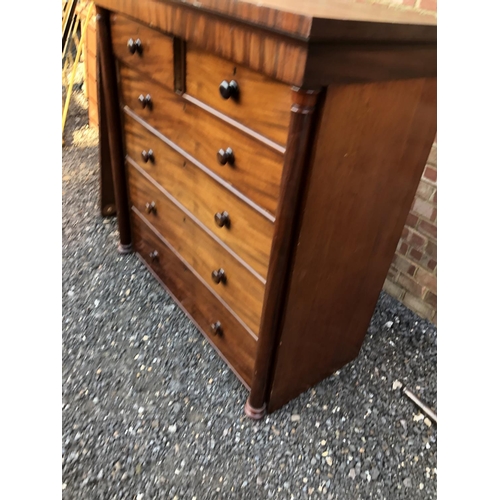 36 - A large Victorian mahogany scotch chest of six drawers (plinth & feet detached) 130x61x129